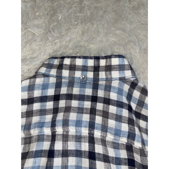 Olzen “ Standard Fit” Men’s Sz. 100 Blue Striped Button Down Linen Blend. Great - Picture 8 of 9